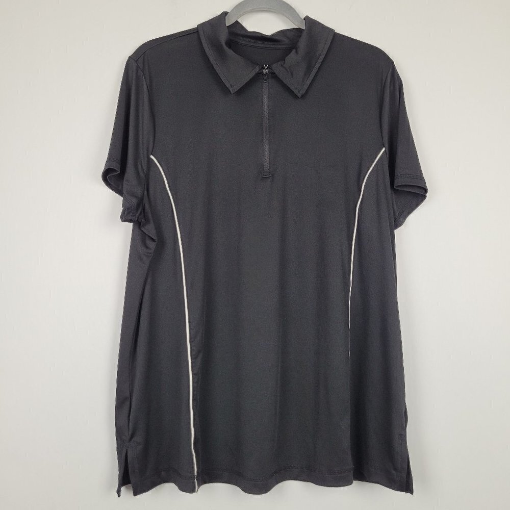 Lane Bryant LIVI Black 1/4 Zip Pullover Golf Polo Shirt 14/16